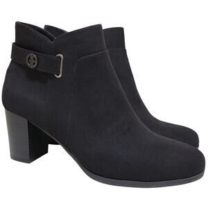 Giani Bernini Women Artemyss Block Heel Ankle Bootie Size US 9M Black Faux Suede